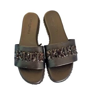 Karl Lagerfeld Black Jeweled flat womens sandals